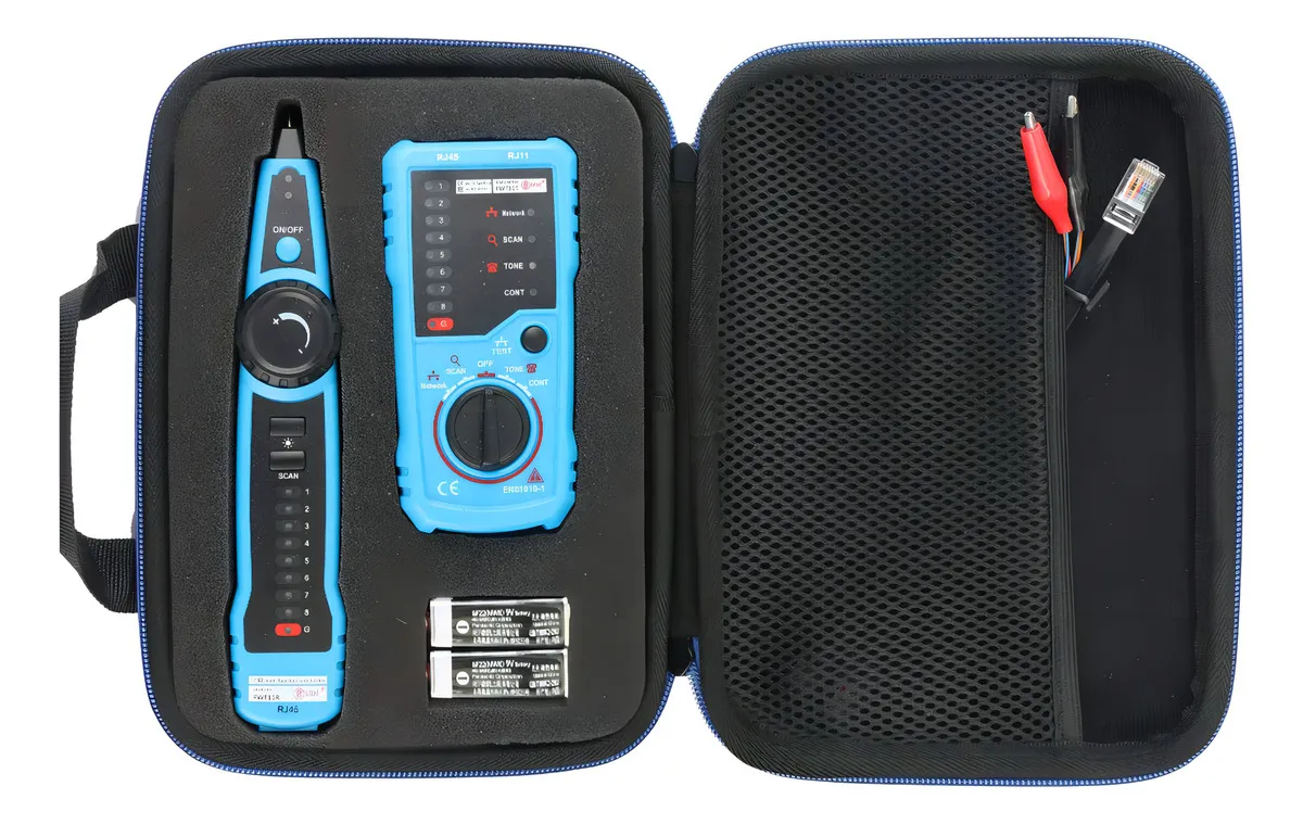 Estuche de Viaje Duro para Rastreador de Cables RJ11 RJ45 | Protección y Organización para tus Herramientas de Redes | Estuche Resistente y Compacto