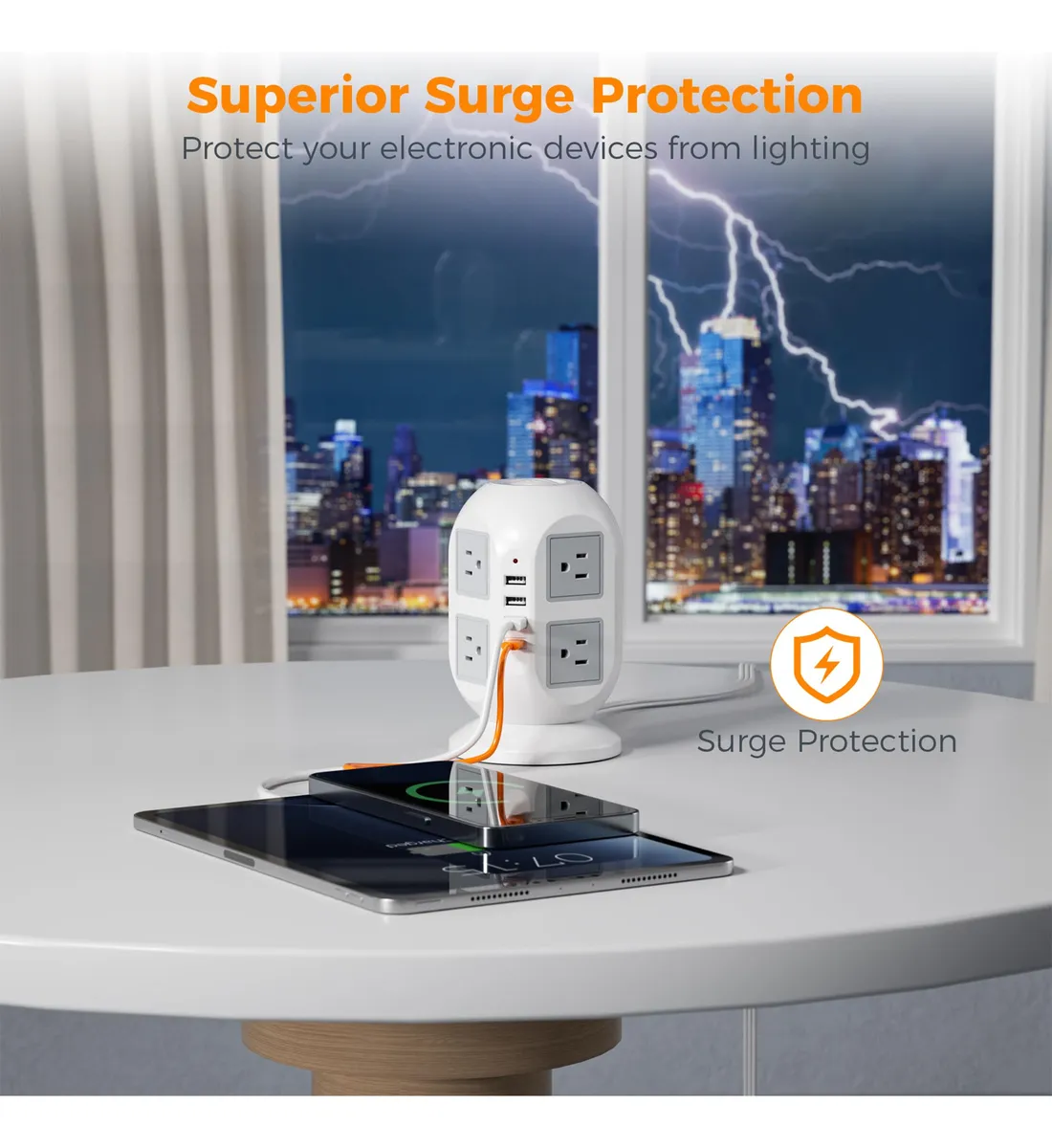 Regleta Torre Multicontacto con 8 Salidas Eléctricas y 4 Puertos USB ...