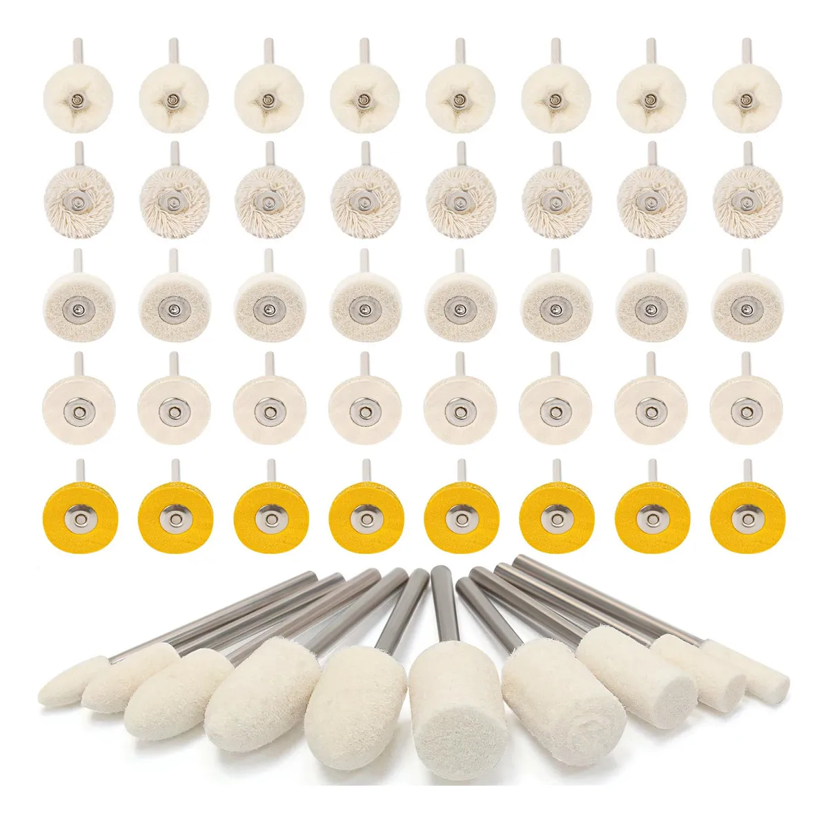 50 Piezas Mini Cepillos Ruedas de Pulido Fieltro Profesional 25mm para Herramientas Rotatorias Dremel - Acabado Brillante