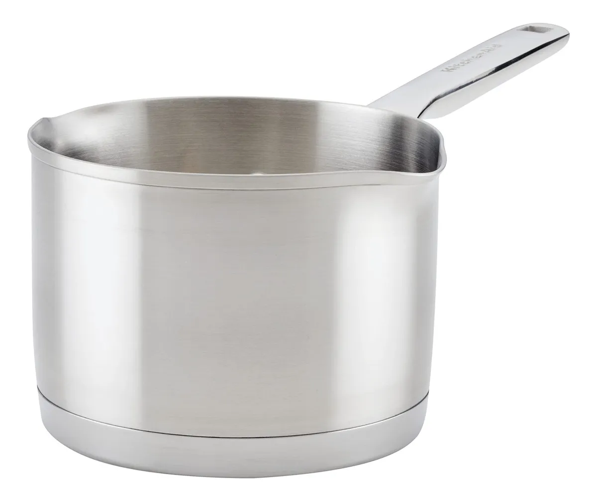 Cacerola Acero Inoxidable 3 Capas 1.42 Litros con Boquilla Vertedora Profesional para Cocina Versátil