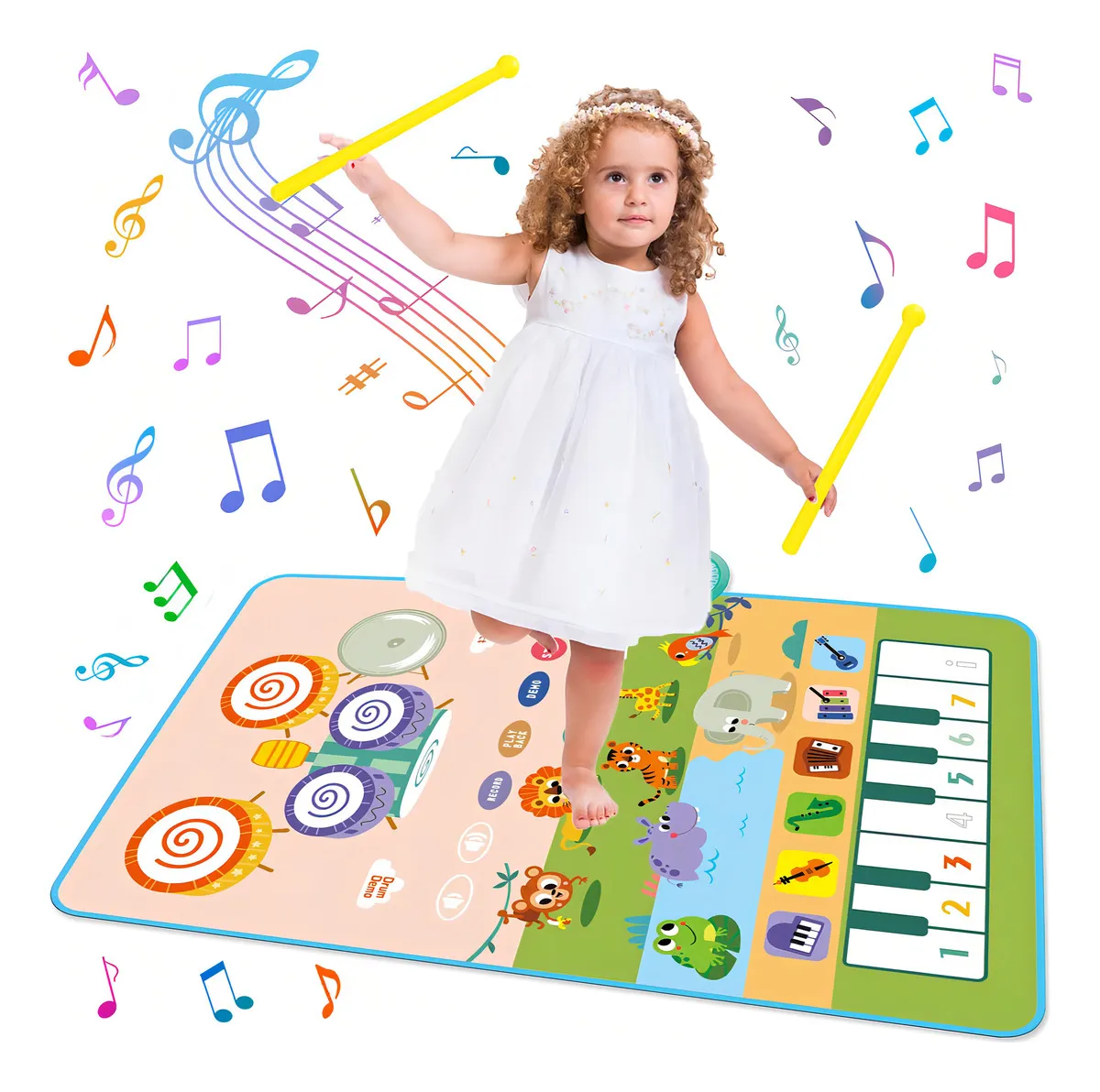 Alfombrilla Musical de Piano 2 en 1 Plegable para Niños - Juego Interactivo con Sonidos Musicales y Divertidos - Ideal para Estimular la Creatividad y el Movimiento Infantil