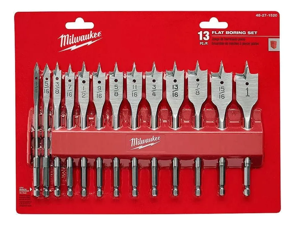 Juego de Brocas Planas de 13 Piezas para Madera y Plástico - Precisión y Durabilidad para Carpintería y Bricolaje