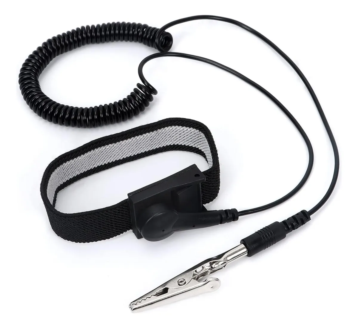 Pulsera Antiestática ESD Profesional, Muñequera con Cable de Conexión a Tierra, Negro, Seguridad Eléctrica para Componentes Sensibles