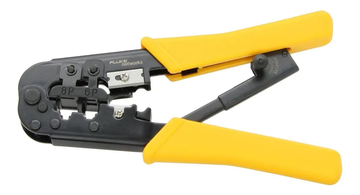 Crimpadora Modular Profesional Fluke Networks para Conectores RJ45 y RJ11 - Herramienta Esencial para Instalaciones de Redes de Cableado Estructurado