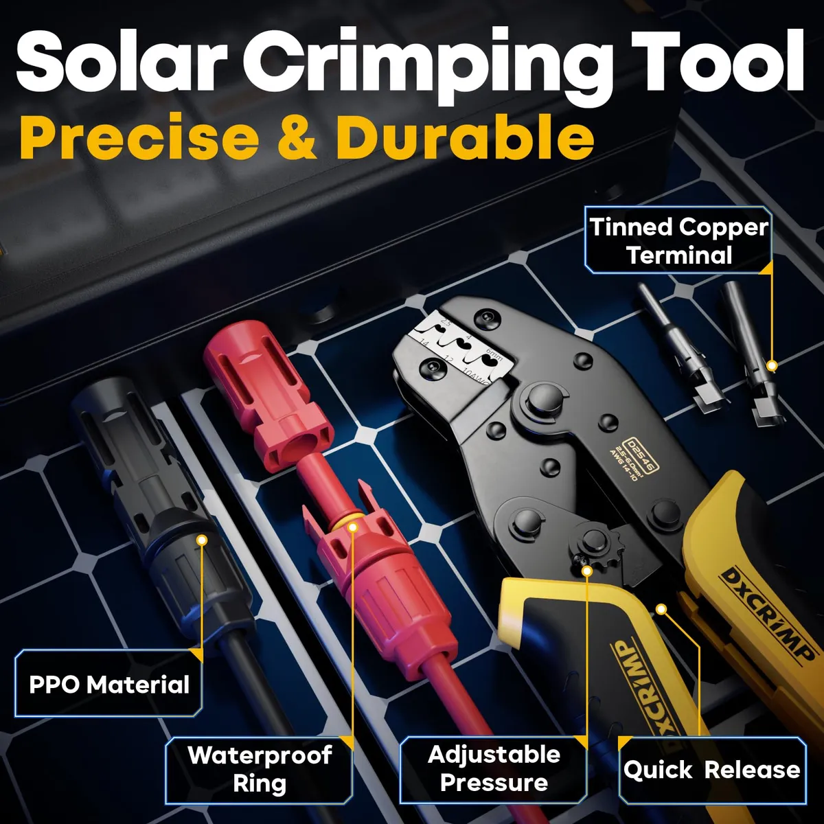 Kit De Crimpadora Para Cable Fotovoltaico 2.5/4/6 Mm² Pelacables: Herramienta Para Paneles Solares