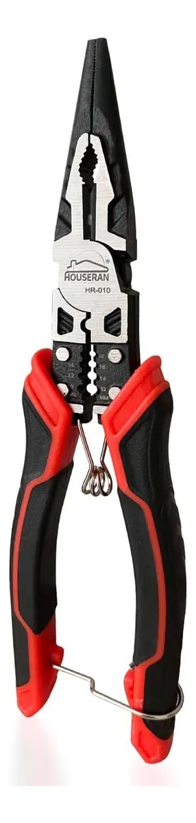 Pinzas de Punta Larga 8.3 Pulgadas con Resorte y Bloqueo de Seguridad - Herramienta Precisa para Tareas Finas y Montaje - Mango Antideslizante para Mayor Control