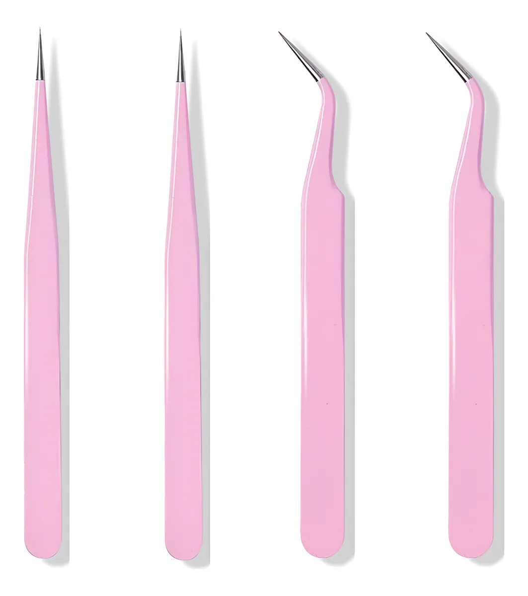 Juego de 4 Pinzas de Precisión Curvadas de Acero Inoxidable para Electrónica, Manualidades, Joyería y Laboratorio – Herramientas de Alta Calidad