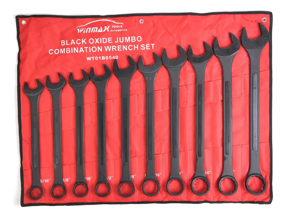 Juego de 10 Llaves Combinadas SAE de Óxido Negro - Herramientas Manuales Esenciales para Mecánica y Reparaciones - Acabado Duradero Antidesgaste