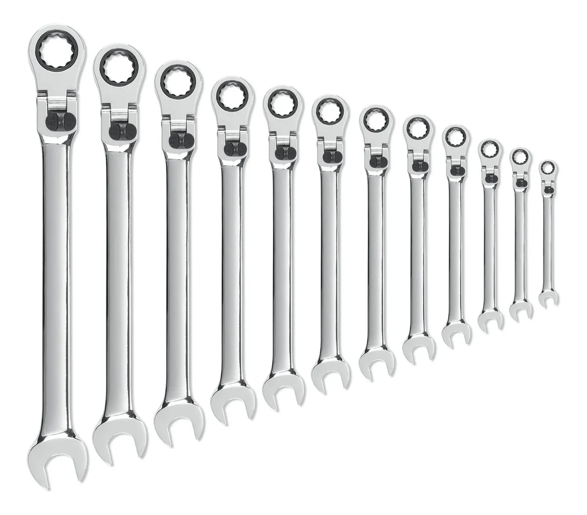 Juego de 12 Llaves de Combinación Flexibles con Carraca Profesional - Facilita Trabajos Difíciles - Acero Cromado Duradero - Herramientas Esenciales para Mecánicos y Bricolaje