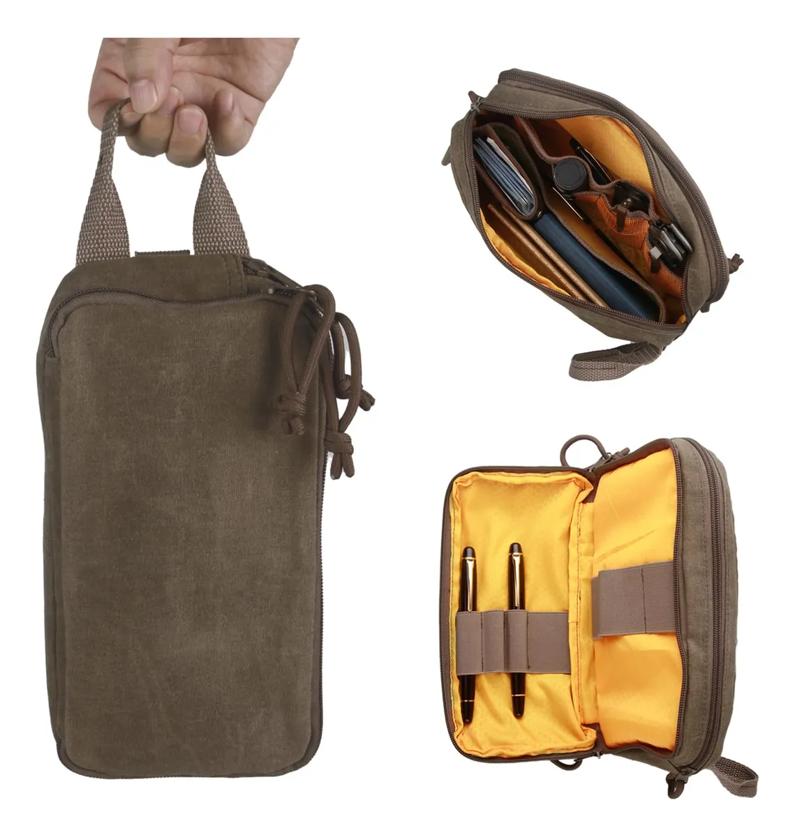 Bolsa Táctica Multiusos Pequeña EDC de Lona Encerada Caqui | Resistente y Duradera para Uso Diario y Actividades Outdoor
