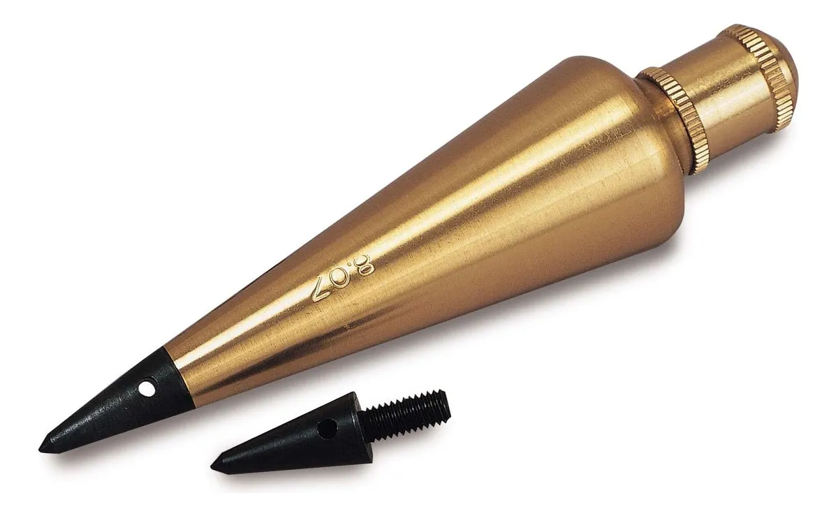 Plomada de Bronce Sólido con Punta de Acero Endurecida - Precisión Profesional 8 Oz para Construcción y Carpintería