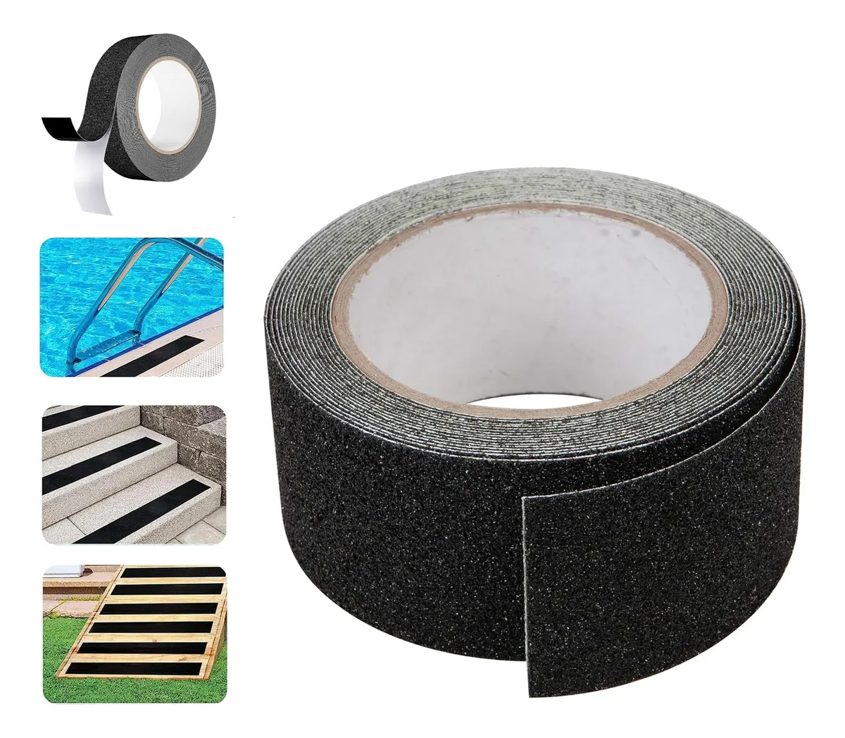 Cinta Antideslizante 5cm de Seguridad para Baños y Escaleras - Adhesiva Resistente al Agua - Mejora la Tracción y Previene Caídas - Color Negro | Cinta Antideslizante Profesional