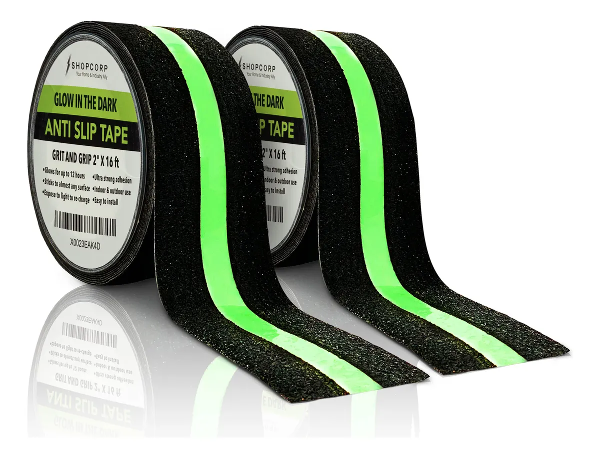 Cinta Antideslizante Adhesiva Fluorescente Luminosa para Escaleras y Superficies - Mayor Seguridad y Visibilidad Nocturna - Rollo Resistente de Tracción (Color)