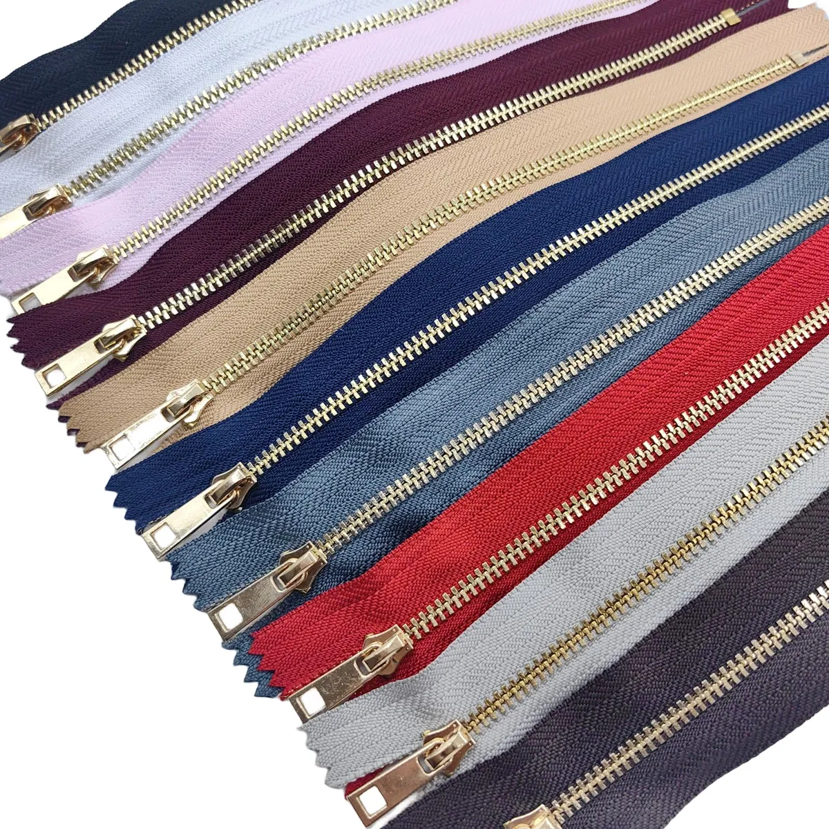 10 Cremalleras Metálicas Chapadas en Oro de Alta Calidad | Pack x 10 Unidades en 10 Colores Vibrantes | Ideales para Ropa, Bolsos y Manualidades