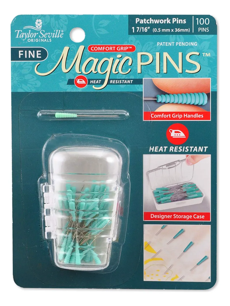 100 Pines Acolchados Magic Pins con Mango Cómodo para Costura - Suministros Esenciales de Mercería con Cabeza de Color Vibrante