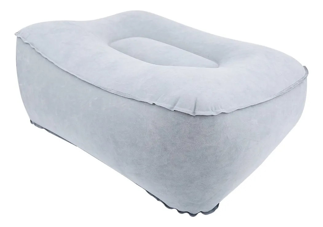 Cojín Hinchable Reposapiés Plegable para Viaje y Oficina - Soporte Cómodo Ajustable Gris - Ideal para Avión, Tren y Escritorio