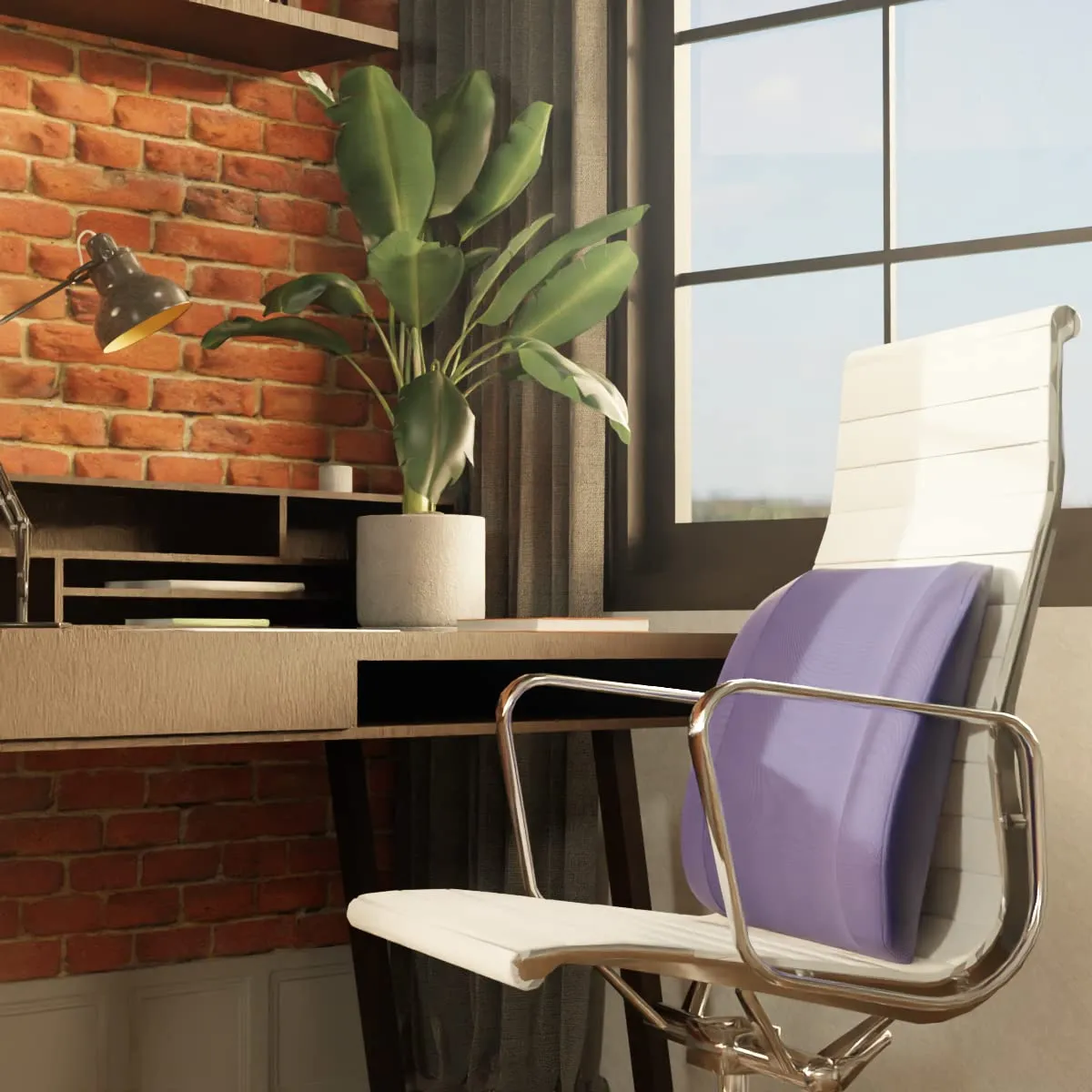 Cojín Soporte Lumbar Memory Foam Azul para Oficina y Coche - Alivio de Dolor de Espalda y Mejora de Postura