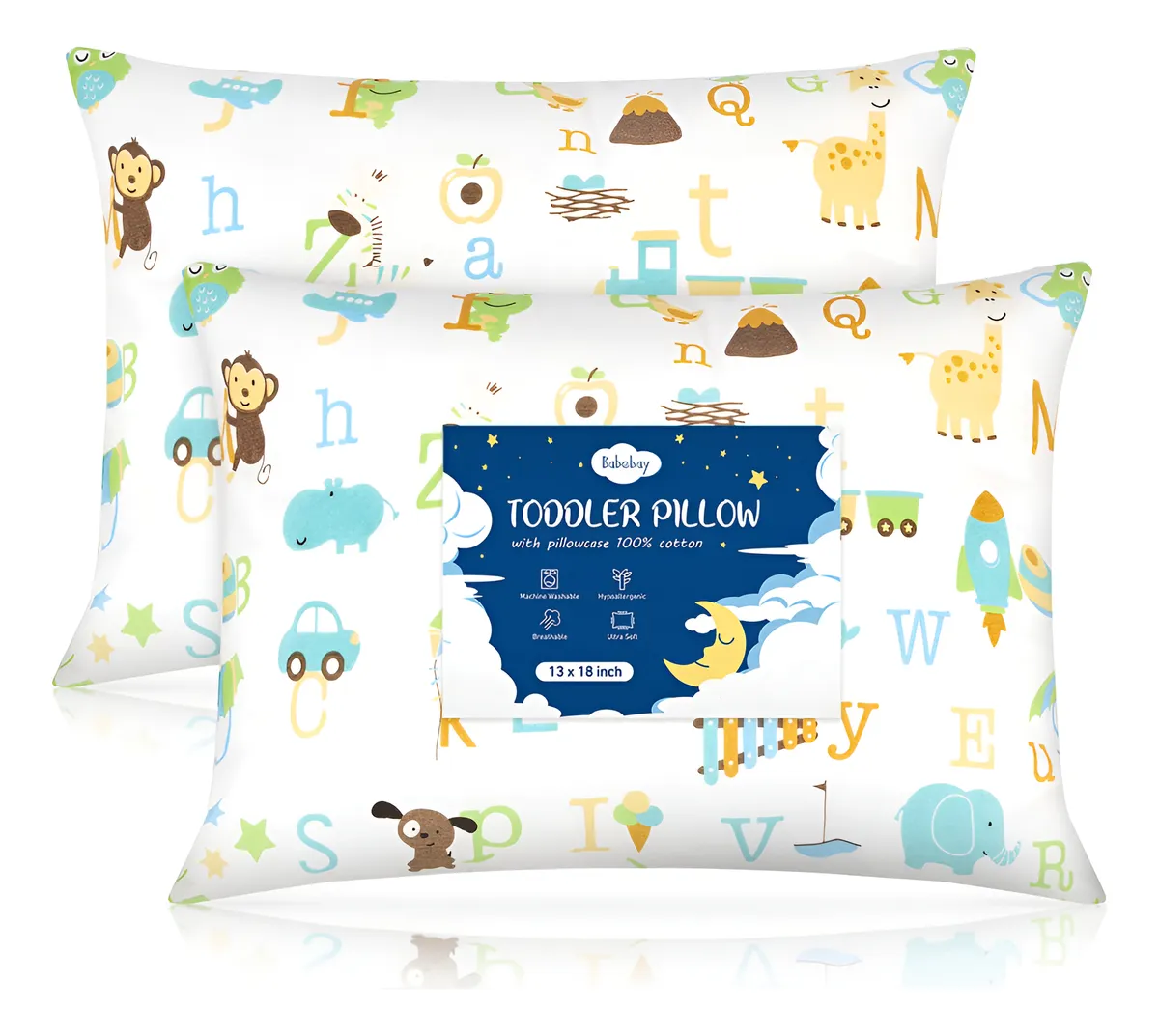Almohada Antireflujo Bebé Lavable con Funda Algodón Suave Diseño Letras Animales Ideal para un Sueño Seguro y Confortable