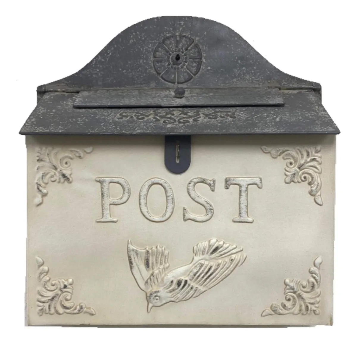 Buzón Clásico Decorativo Estilo Granja Blanco Horizontal | Diseño Rústico y Funcional para Exterior | Acabado Mate Duradero | Ideal para Correspondencia y Decoración