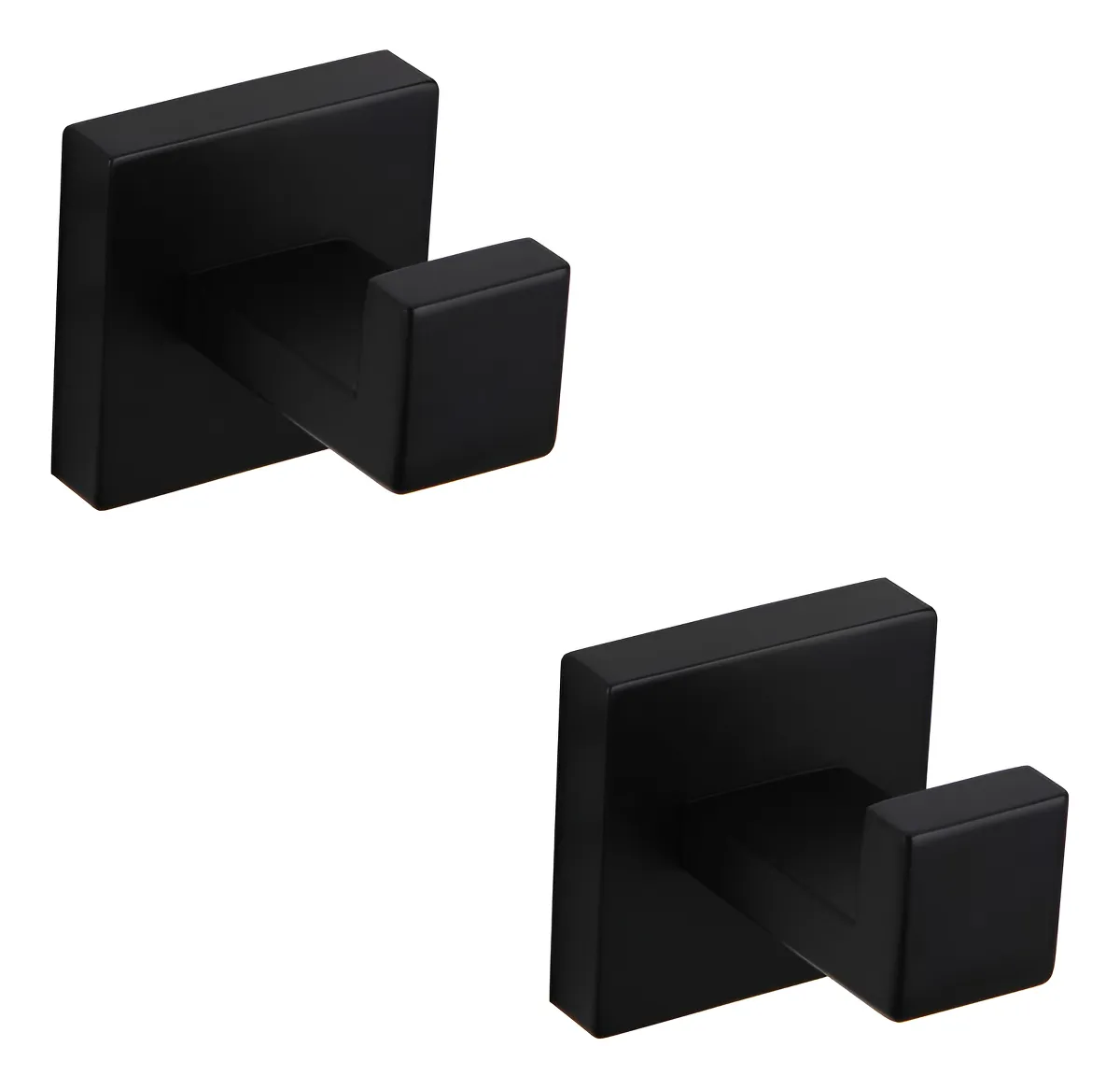2 Ganchos de Baño Negros Mate Acero Inoxidable Modernos | Acabado Elegante y Duradero | Ideal para Toallas, Batas y Accesorios | Estilo Contemporáneo Minimalista