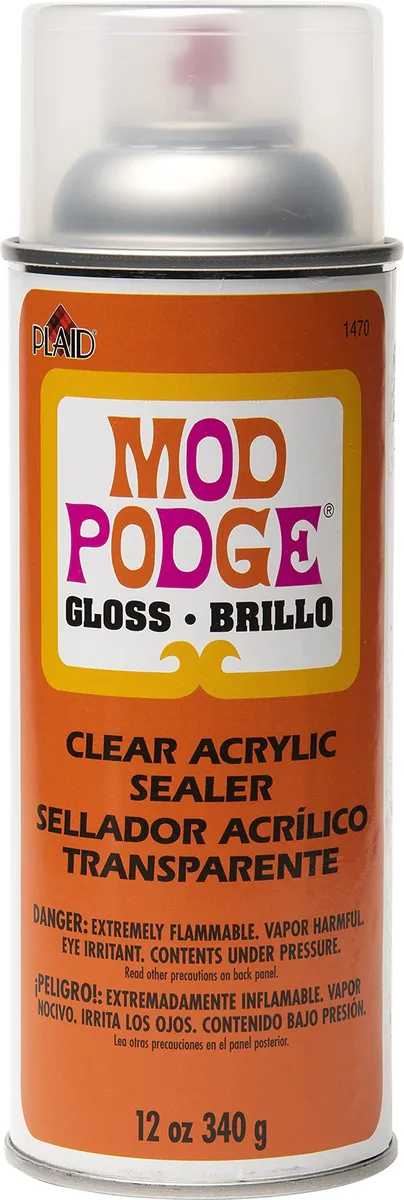 Mod Podge 1470 Sellador Acrílico Transparente Brillante para Manualidades y Proyectos de Decoración - Acabado Protector Duradero