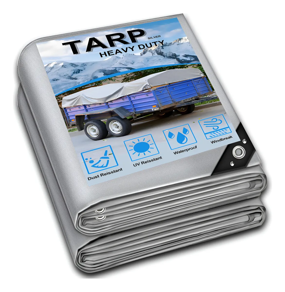 Lona de Plástico Resistente al Agua Plateada para Exteriores - Protección Duradera para Camping, Jardín y Cubierta - Alta Resistencia | Ideal para Proyectos DIY