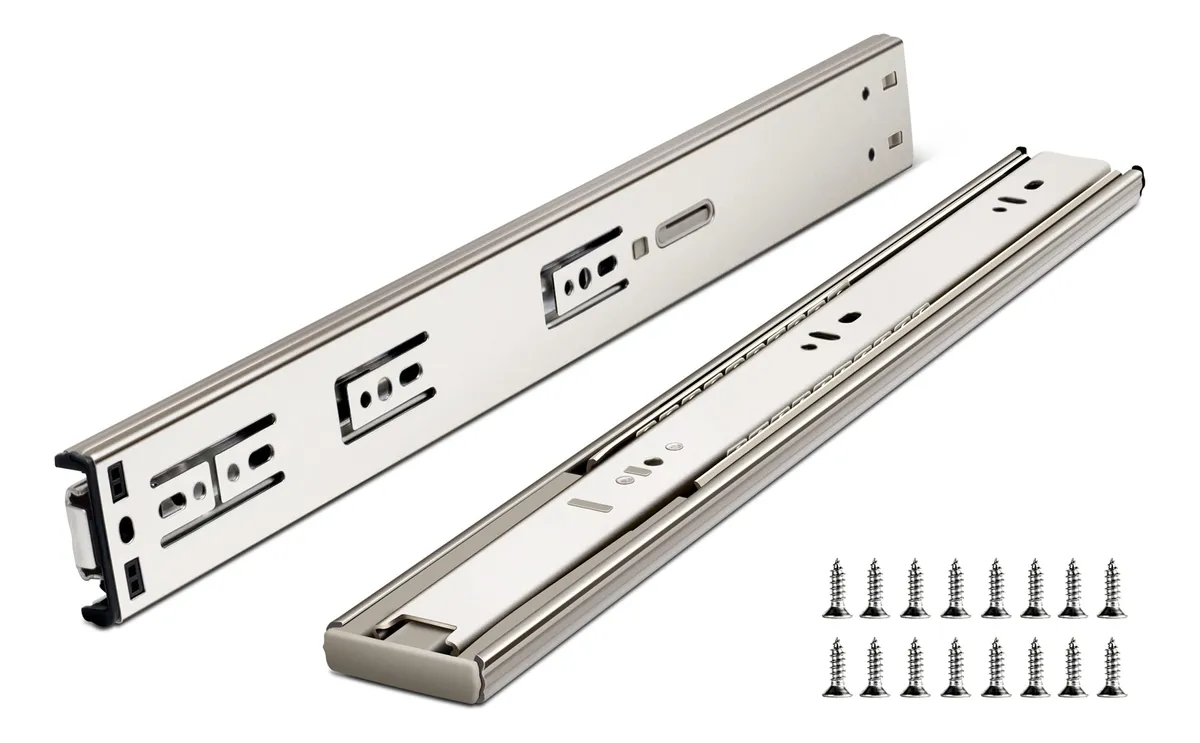1 Par de Correderas para Cajón de Extensión Completa con Cierre Suave - Diapositivas de Cajón Metálicas Duraderas y Silenciosas para Muebles