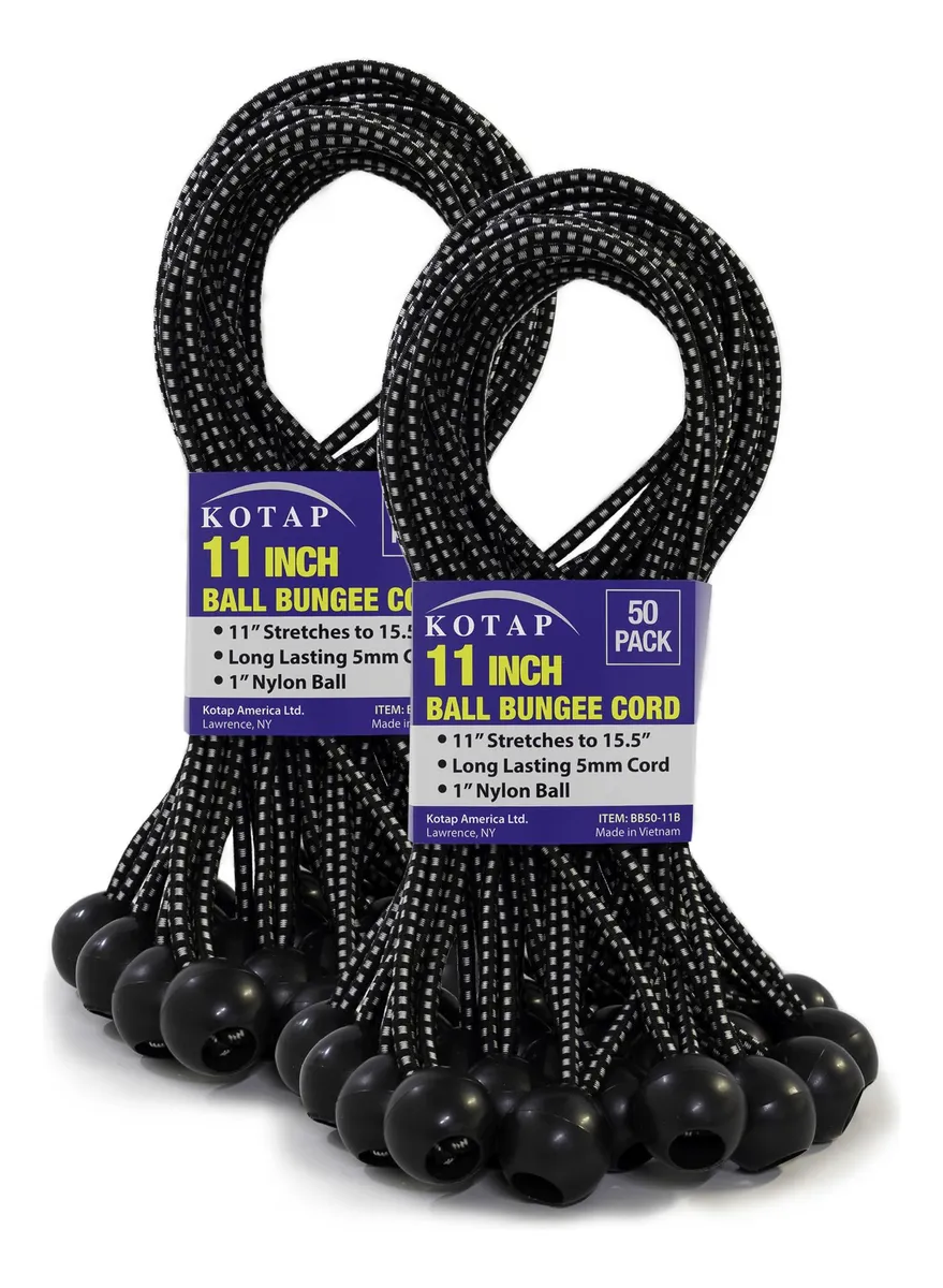 Bungee de Pelotas BB Kotap 11 Pulgadas Negro/Blanco - Carga Segura y Versátil | Paquete Resistente | Ideal para Exteriores