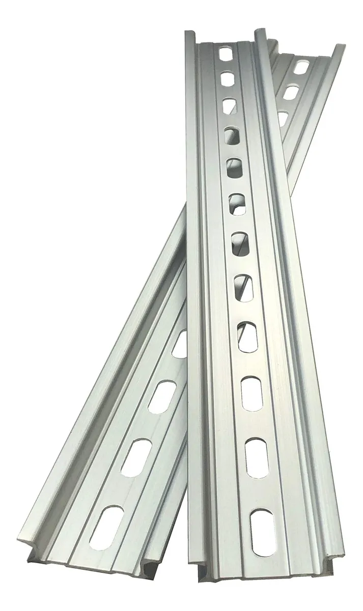 Pack 2 Tiras Aluminio Ranurado DIN ROHS 12 Pulgadas Plateado | Perfil Industrial Versátil para Montaje y Organización