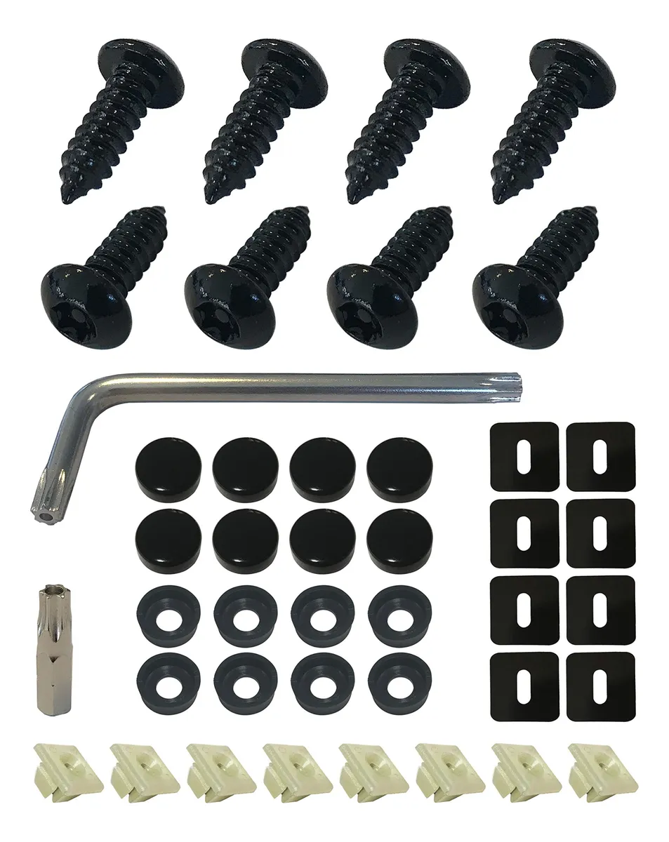 Kit Tornillos Antirrobo Matrícula Negro Inoxidable: Seguridad Antirrobo Universal para Placas de Coche, Acero Inoxidable Duradero y Anti-Corrosión