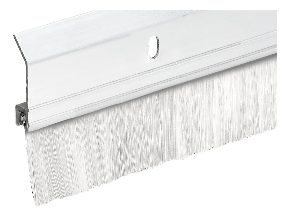 Barrera Anti-Corrientes de Puerta Aluminio con Cepillo Blanco Extraíble | Sellado Eficaz y Aislamiento | Prevención de Polvo, Ruido y Bichos | Fácil Instalación Universal