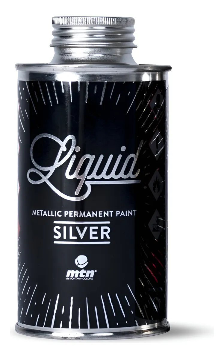 Pintura en Spray para Grafiti Montana Colors MTN Liquid Plata Profesional - Alto Rendimiento para Arte Urbano y Decoración