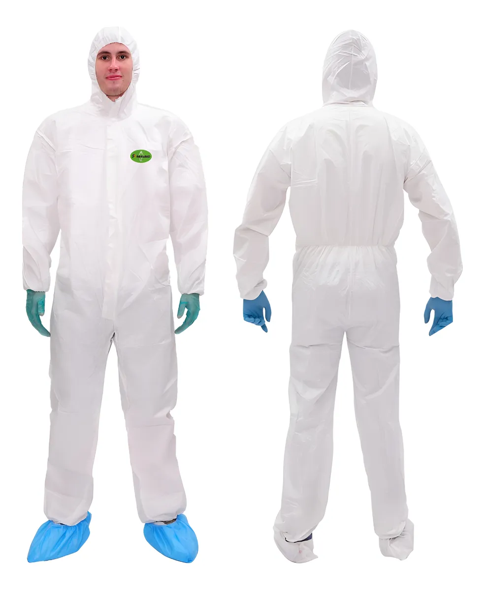 Cobertura Química Desechable Profesional con Capucha - Costuras Selladas para Máxima Protección contra Partículas y Líquidos - Tallas Disponibles para Ajuste Óptimo - Resistente y Duradera
