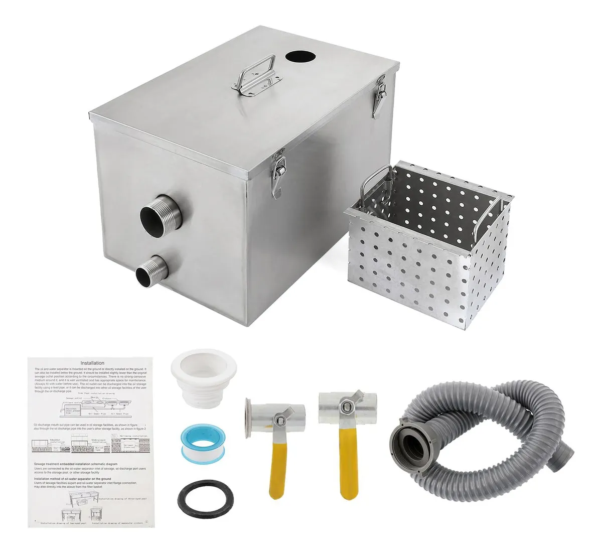 Trampa de Grasa Acero Inoxidable 5 GPM 8 lb | Interceptor Profesional para Cocina Comercial y Residencial | Durabilidad y Eficiencia