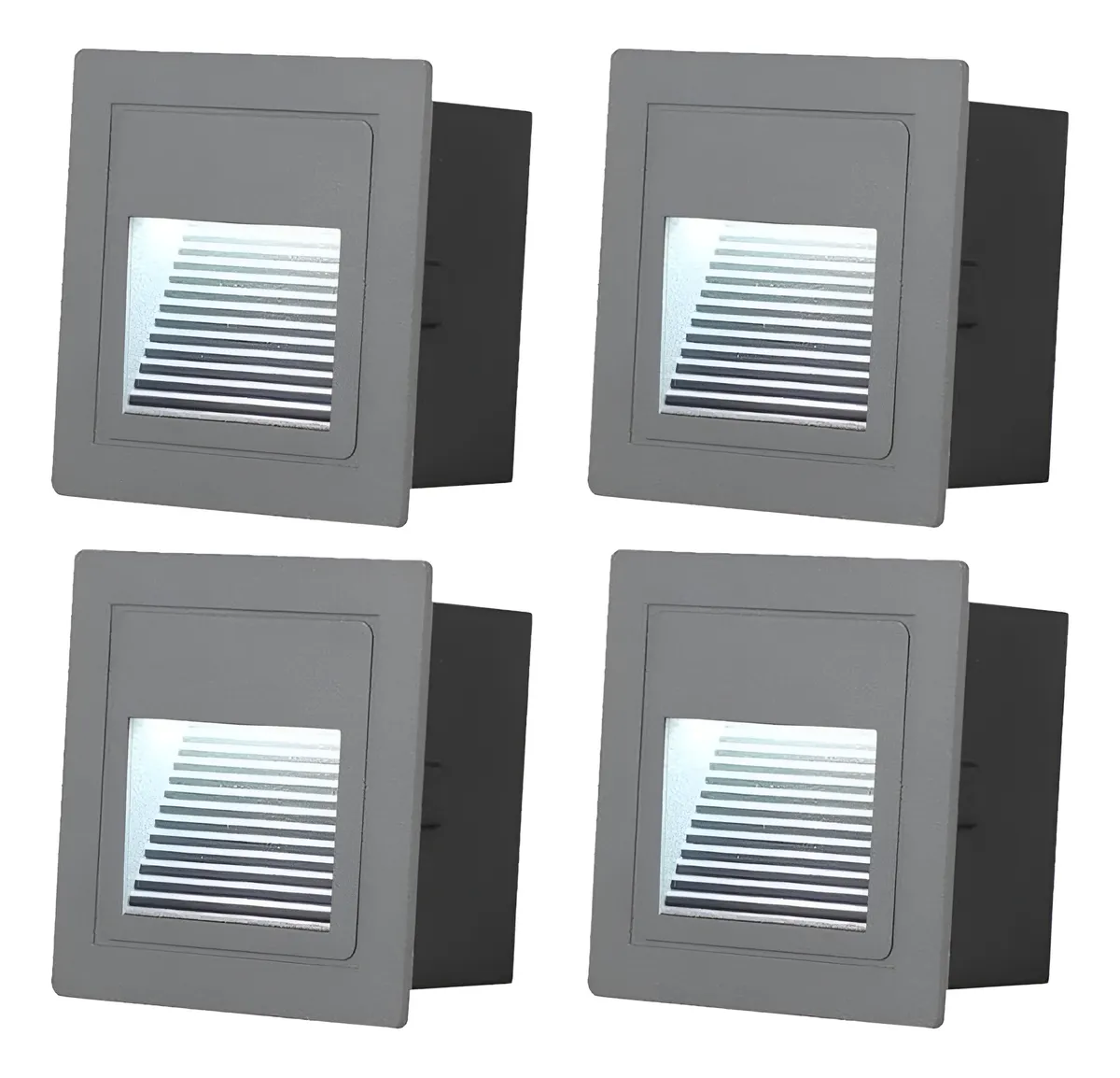 Kit 4 Lámparas Escaleras Luz Blanca Fría LED IP65 Impermeable Exterior Patio Jardín Pasillo - Iluminación Segura y Duradera