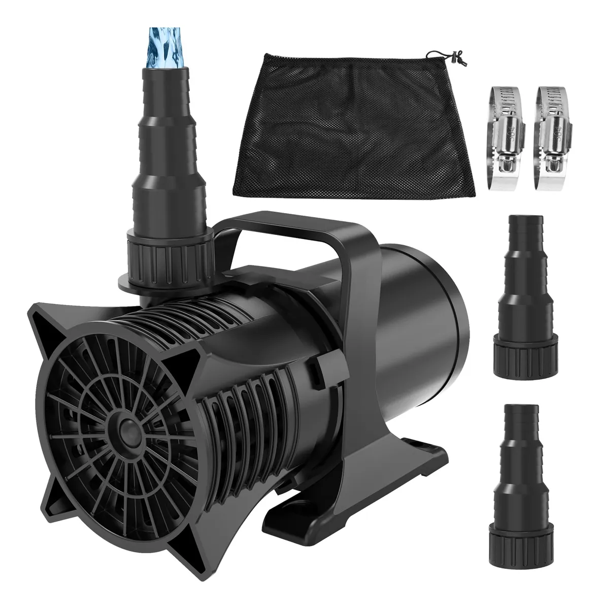 Bomba de Agua Sumergible 1800 GPH para Estanques y Fuentes - Flujo Potente y Silencioso, Diseño Negro Robusto