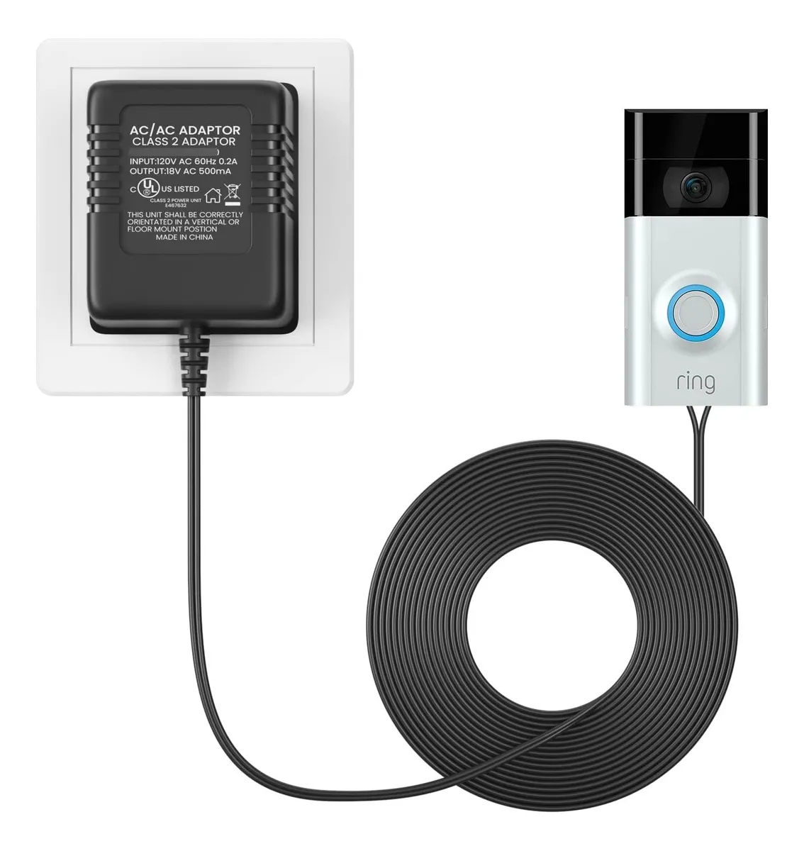 Adaptador de Corriente 18V para Timbre de Video Ring: Alimentación Confiable y Constante para tu Seguridad - Compatible con Modelos Ring