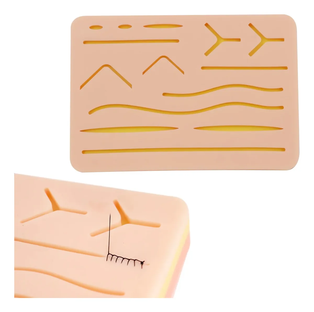 Almohadilla de Sutura para Práctica de Simulación de Piel Humana - Entrenamiento Médico y Quirúrgico, Textura Realista, Color Piel