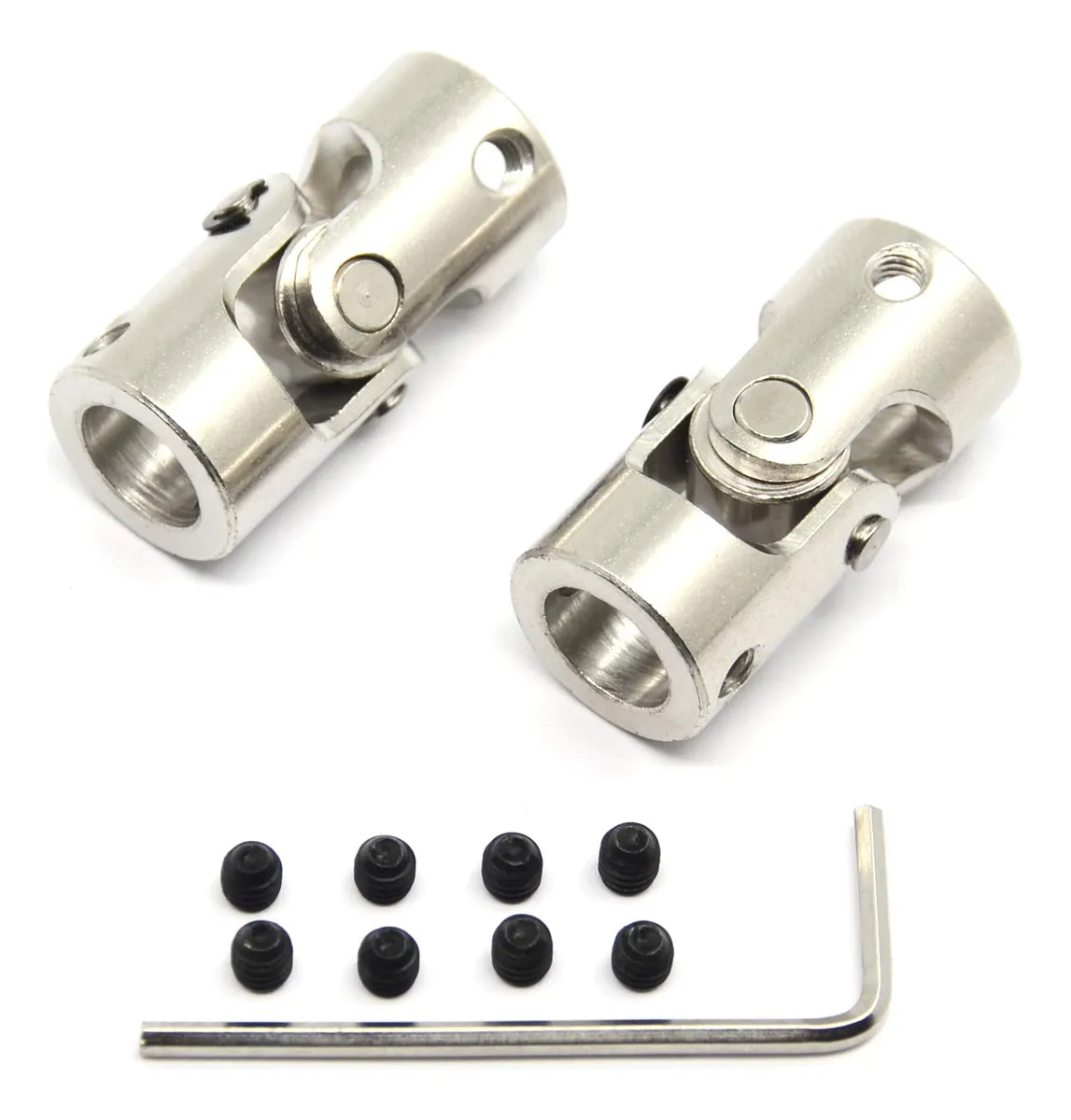 Acoplamiento Universal Eje Motor RC con Tornillos - Transmisión Flexible para Vehículos a Escala y Proyectos DIY - Alta Resistencia - Plata - Ideal para Conexiones Seguras y Estables