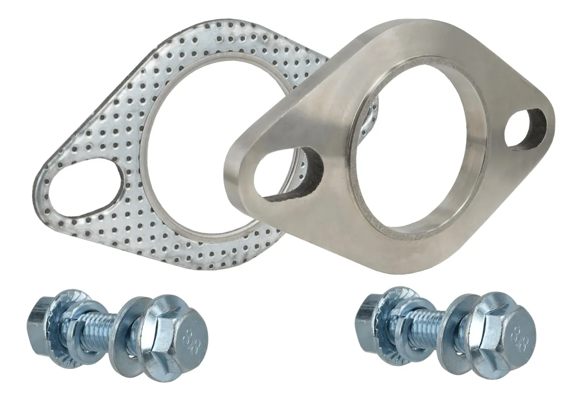 Brida de Escape Universal de Acero Inoxidable con Junta de 2 Pernos | Resistente y Duradera para Sistemas de Escape | Kit Completo de Montaje