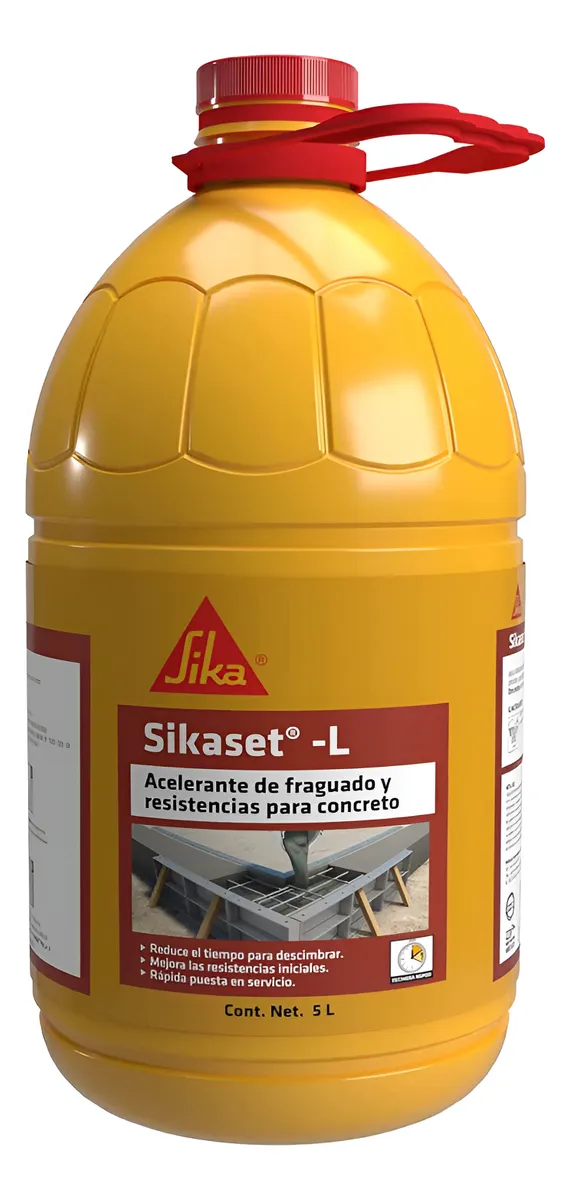 Sikaset-L Aditivo Líquido Acelerante para Concreto 5 Litros | Mejora Fraguado y Resistencia | Construcción y Reparaciones