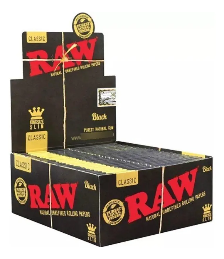 Papel de Liar Raw Black King Size Slim Classic Ultra Thin - 50 Folletos de Calidad Superior para un Liado Perfecto | Envío Rápido