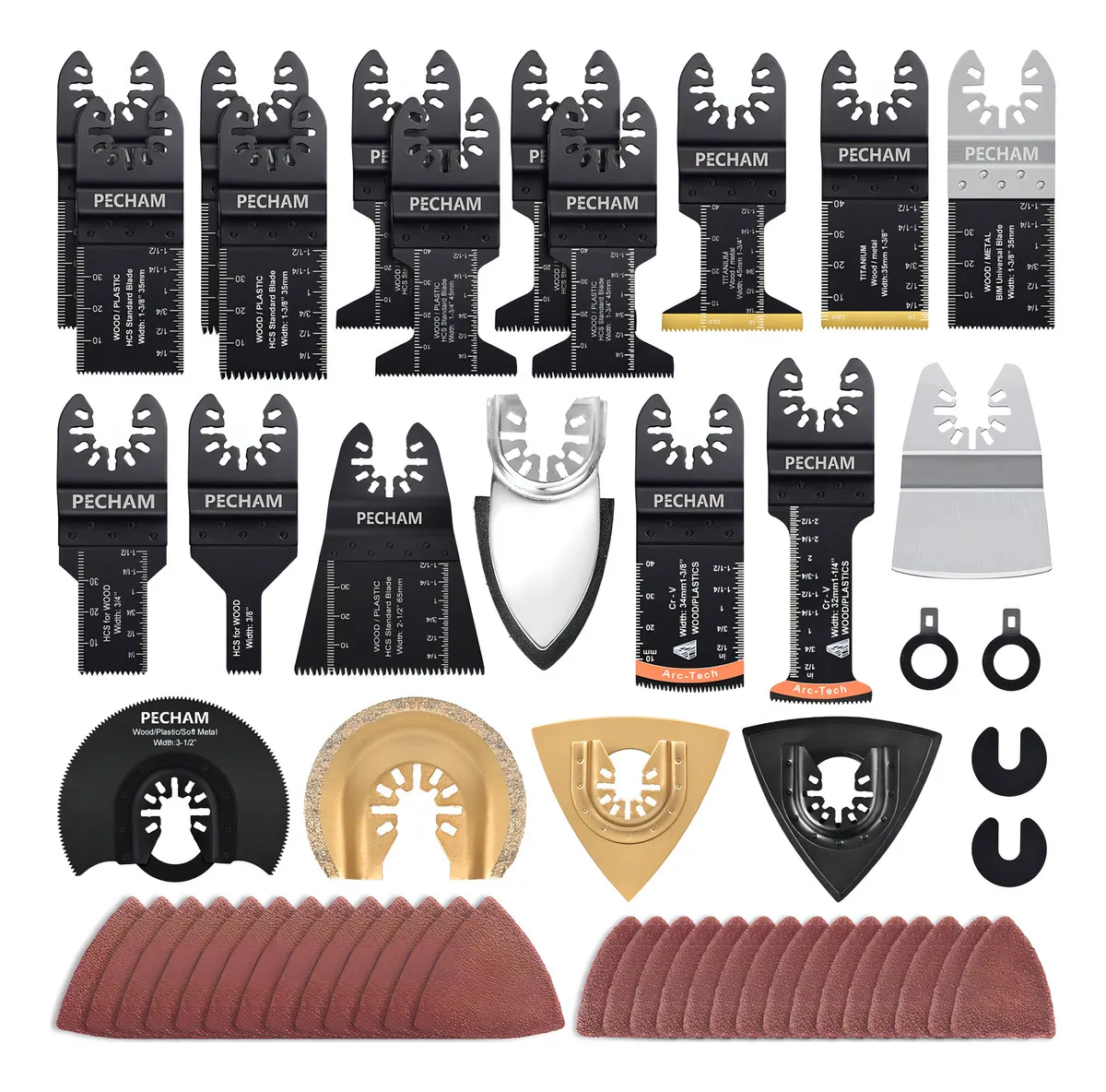 104 Piezas Cuchillas Oscilantes Multiherramienta: Kit Completo para Corte Preciso en Madera, Metal y Plástico. Accesorios Universales Compatibles con Diversas Marcas.