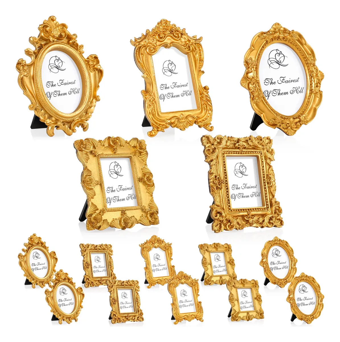 15 Marcos de Fotos Vintage Ovalados Dorados Barrocos - Estilo Clásico Elegante para tus Recuerdos - Decoración de Pared y Sobremesa