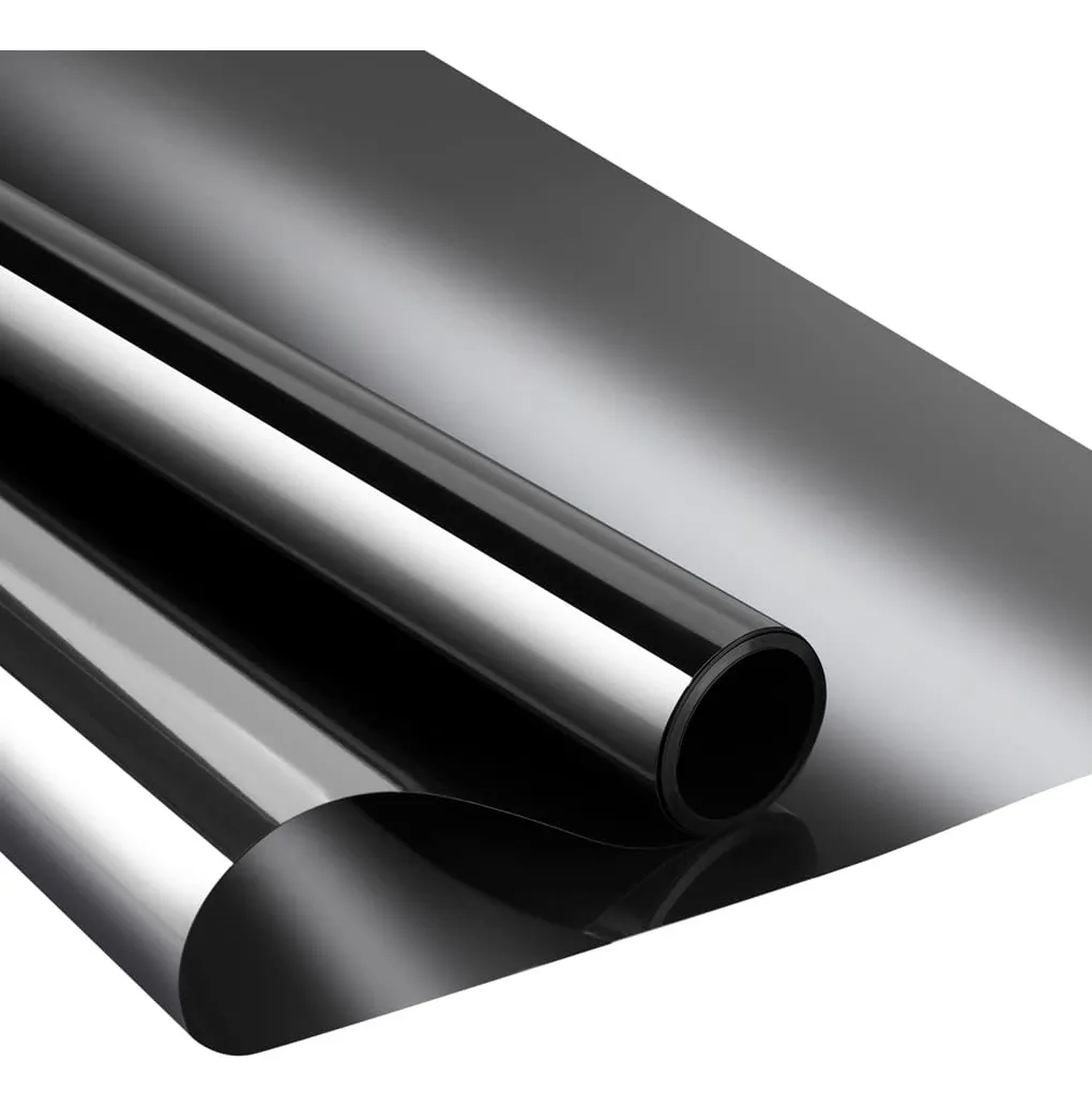 Vinilo Espejo Polarizado Plata Negro para Ventanas - Película Autoadhesiva de Efecto Espejado, Control Solar y Privacidad - Adhesivo para Cristal de Diseño Interior