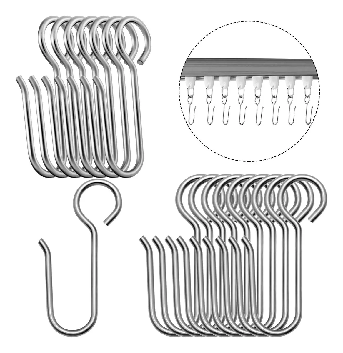 Ganchos Riel Cortina Metal Forma S Para Techo Plata Soporte Ganchos Riel Cortina Metal Forma S Para Techo Plata Soporte
