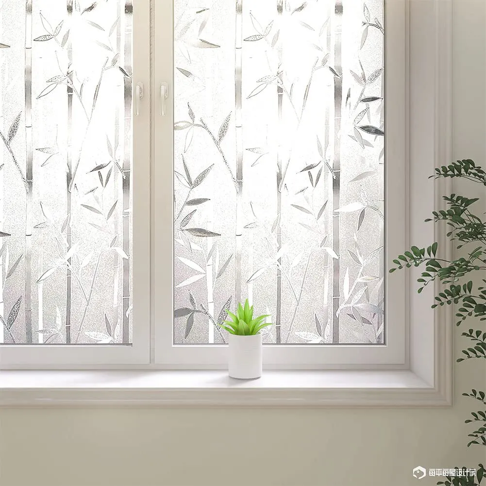 Adhesivo Vinilo Bambú Decorativo para Ventanas - Privacidad Visual y Estilo Natural - Película Electrostática Fácil Aplicación