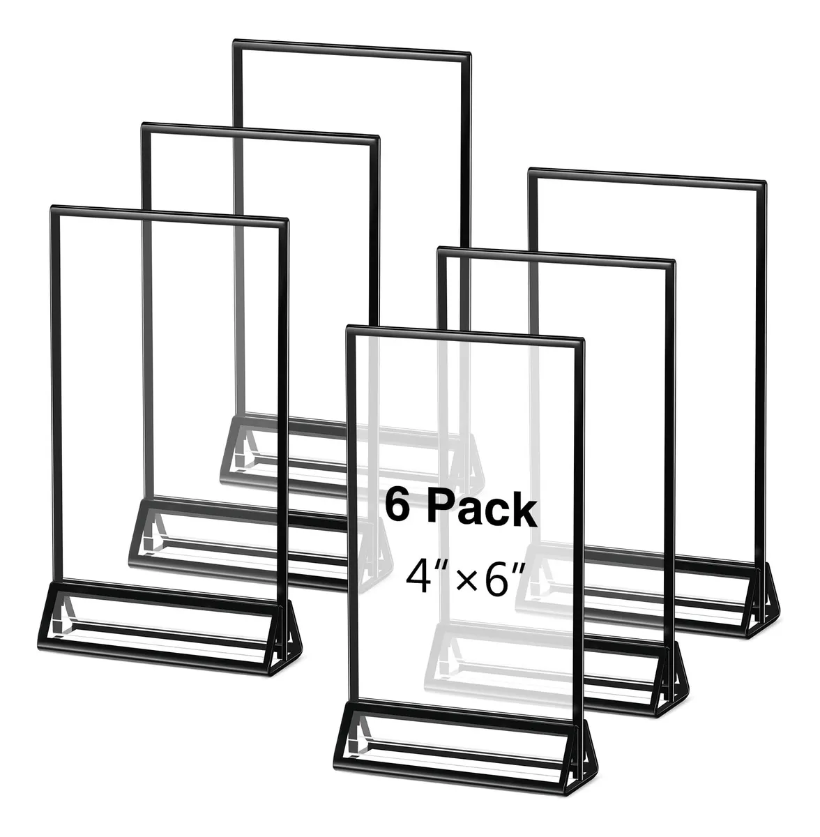 Pack 6 Soportes Menú Mesa Acrílico Transparente | Exhibidores Elegantes para Restaurantes y Cafeterías | Duraderos y Modernos