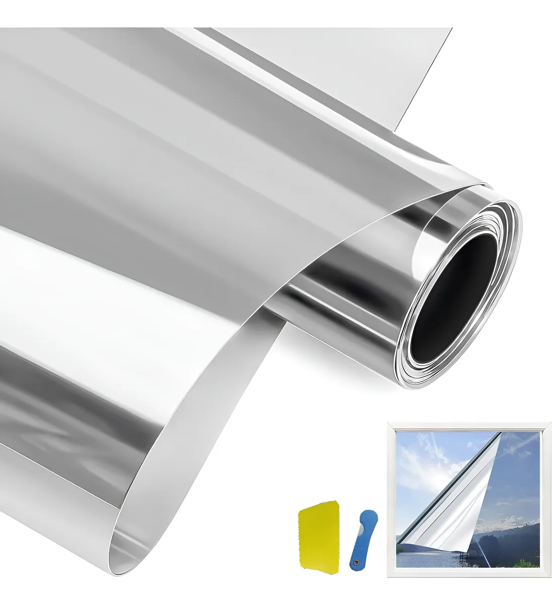 Vinilo Polarizado Plata Anti UV para Ventanas: Protección Solar y Privacidad en tu Hogar o Negocio. Film Adhesivo Resistente a Rayos UV y Calor. Fácil Instalación.
