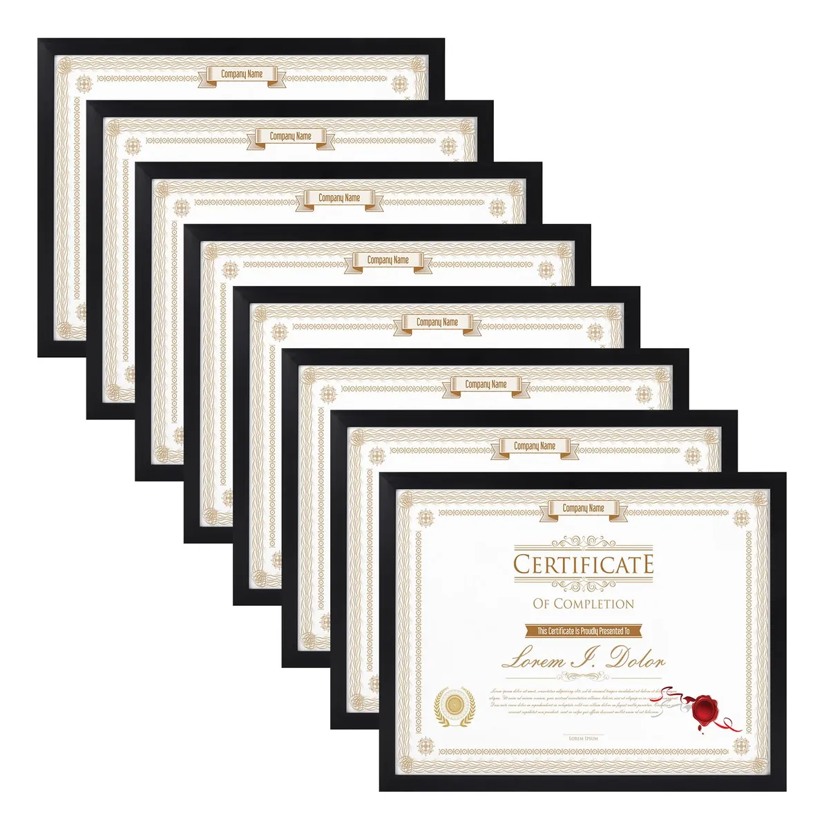 Juego de 8 Marcos Negros para Diplomas, Diplomas Universitarios, Certificados y Documentos Importantes – Exhibición Elegante y Profesional